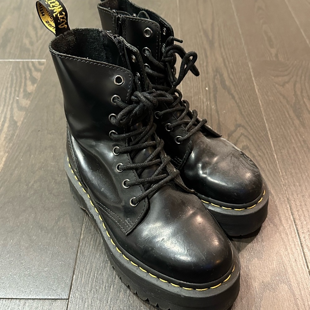 Dr. Marten Jadon Black Leather Lace-Up Boots